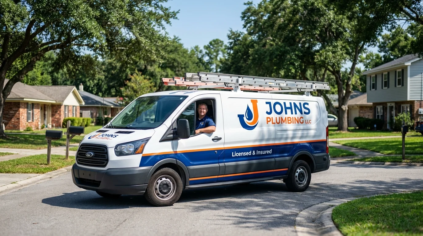 Johns Plumbing LLC service van in Essex Fells, NJ