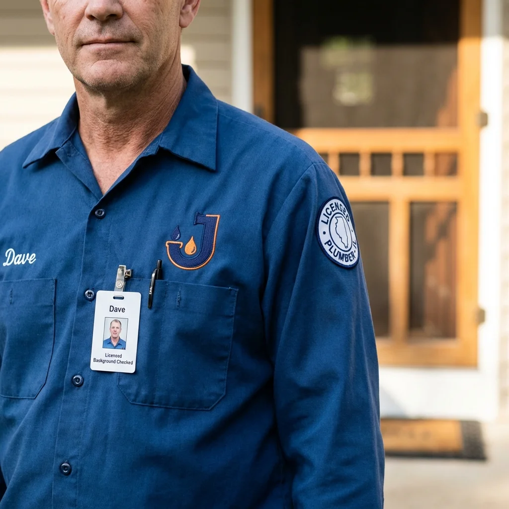 Licensed plumber showing ID badge in Essex Fells, NJ