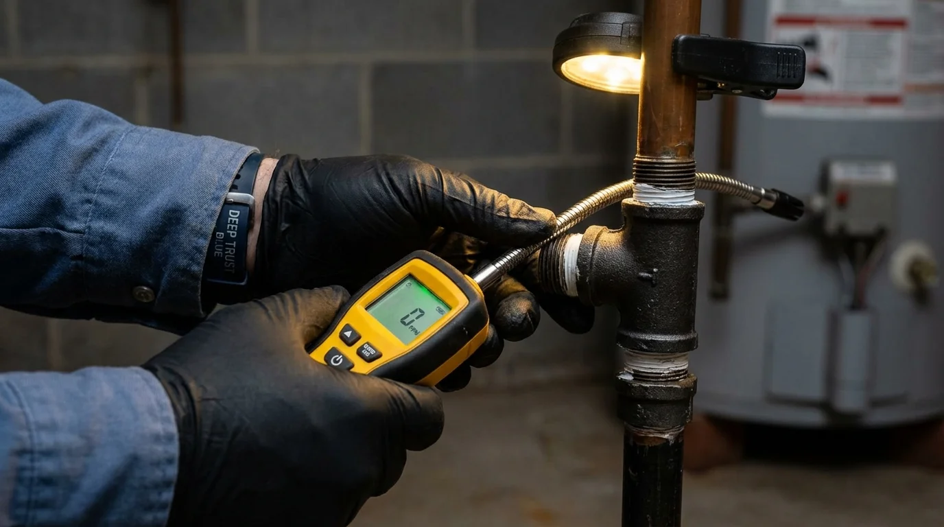 Gas leak detection with electronic sniffer by Johns Plumbing LLC in Essex Fells