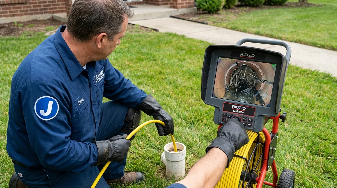 Sewer camera inspection being performed by Johns Plumbing LLC in Essex Fells