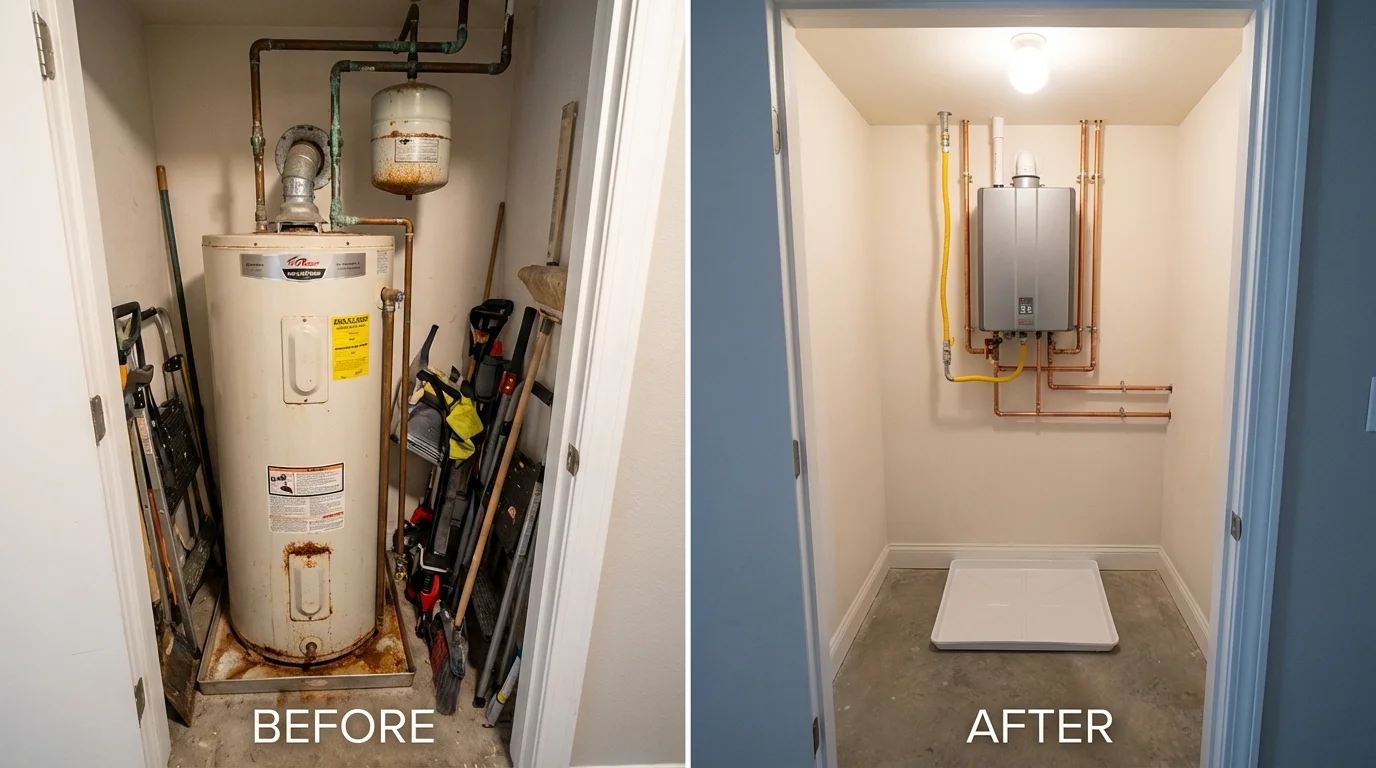 Tank water heater versus wall-mounted tankless unit comparison for Essex Fells, NJ homeowners